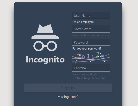 Enter the Darknet Incognito login for the website.

